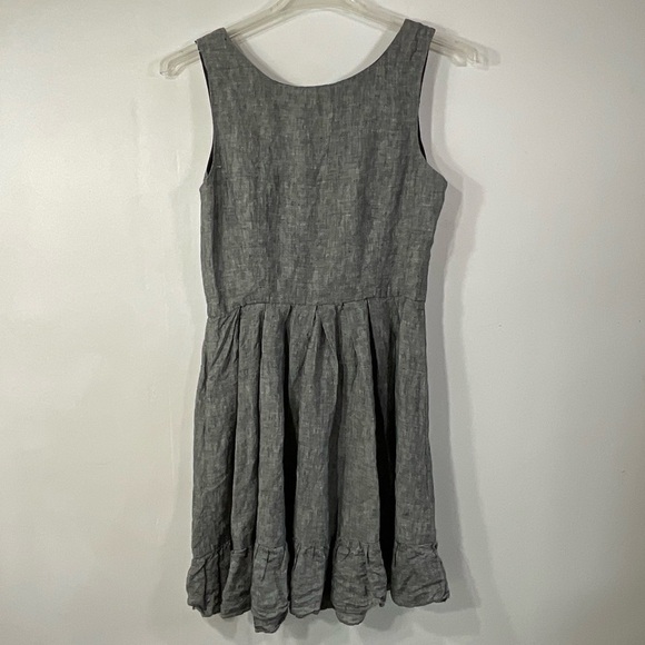 Cynthia Rowley Dress Grey Linen Ruffle Hem Sleeveless Midi Size 10 - Picture 3 of 11